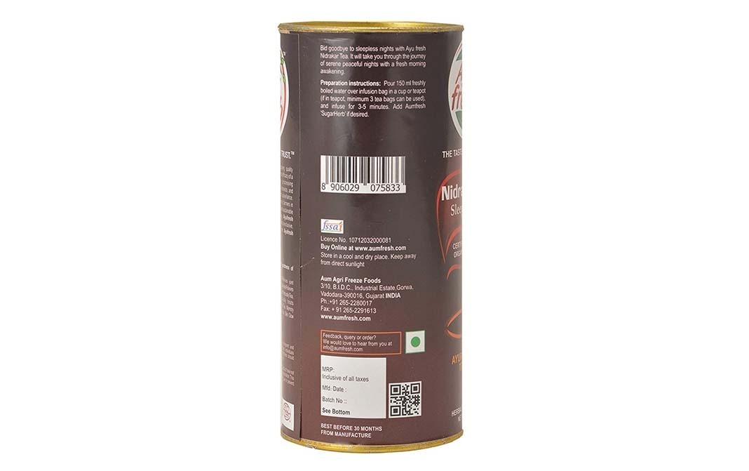 Ayu Fresh Nidrakar Tea Sleep Inducer Ayurveda Tea   Container  50 grams